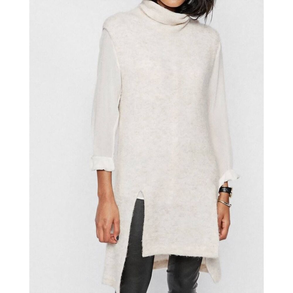 Whistles Tunic Sweater Women's Medium Cream Longline Tabard Wool Alpaca Neutral